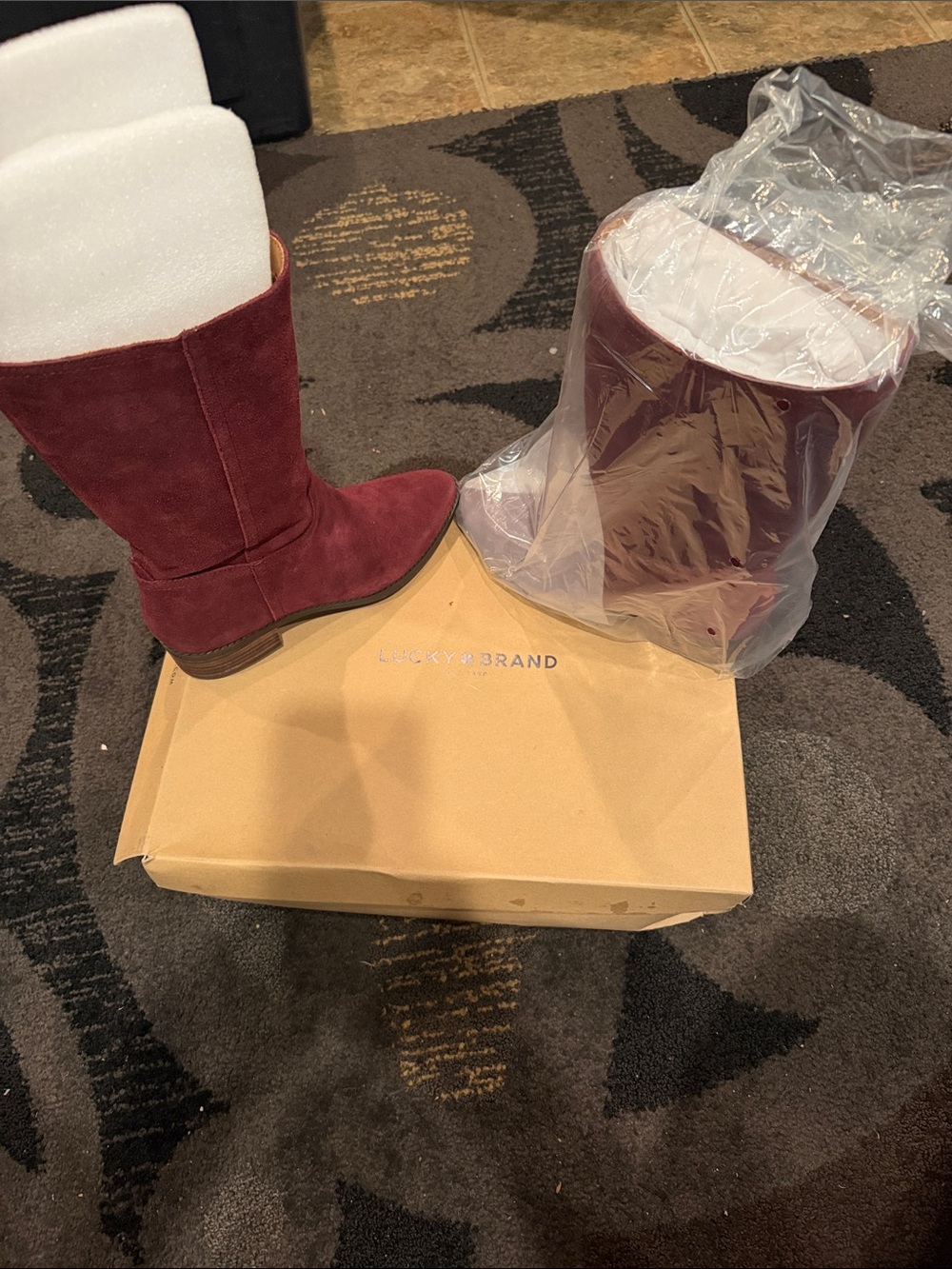 Lucky Brand Wine Suede Mid-Calf Boots